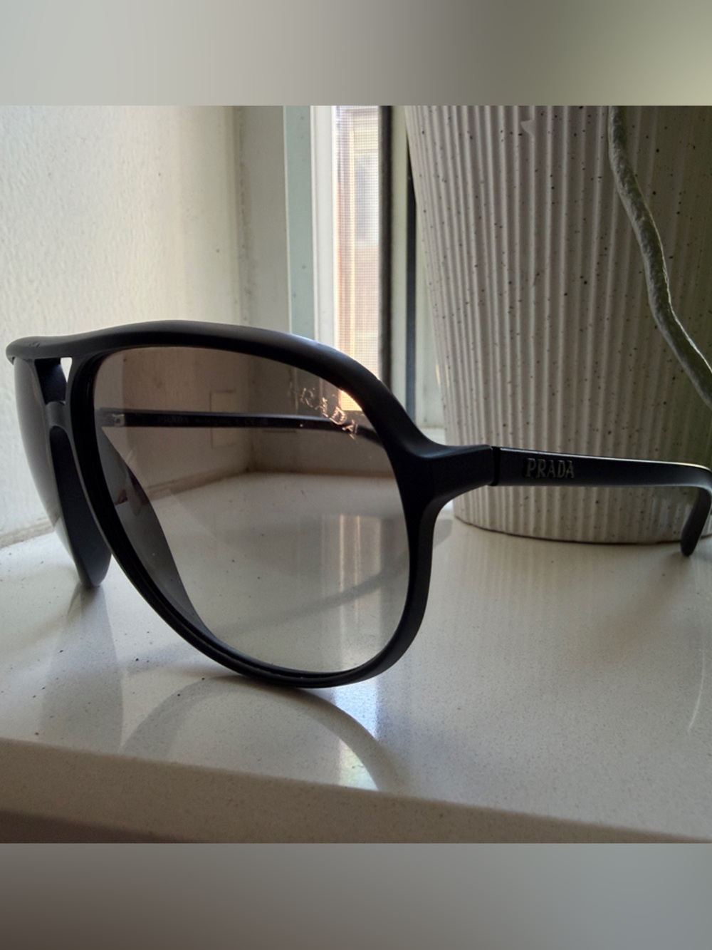 Prada Black Sunglasses with Gradient Smoke Lenses